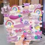 14 Pieces Set colourful Hair Clips For Girl and Children purplecolor
