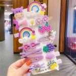 14 Pieces Set colourful Hair Clips For Girl and Children purple color
